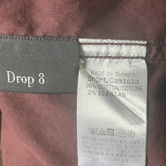 Ermenegildo Zegna Z Button Up Shirt Mens XL/16.5 Maroon Geometric Modern Turkey - Picture 6 of 10